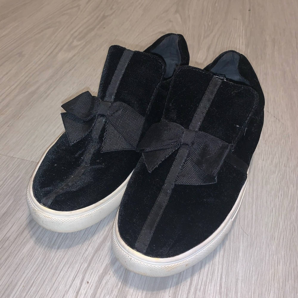 Zara velvet black slip on sneakers